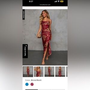 Vici Red and Tan Floral Dress